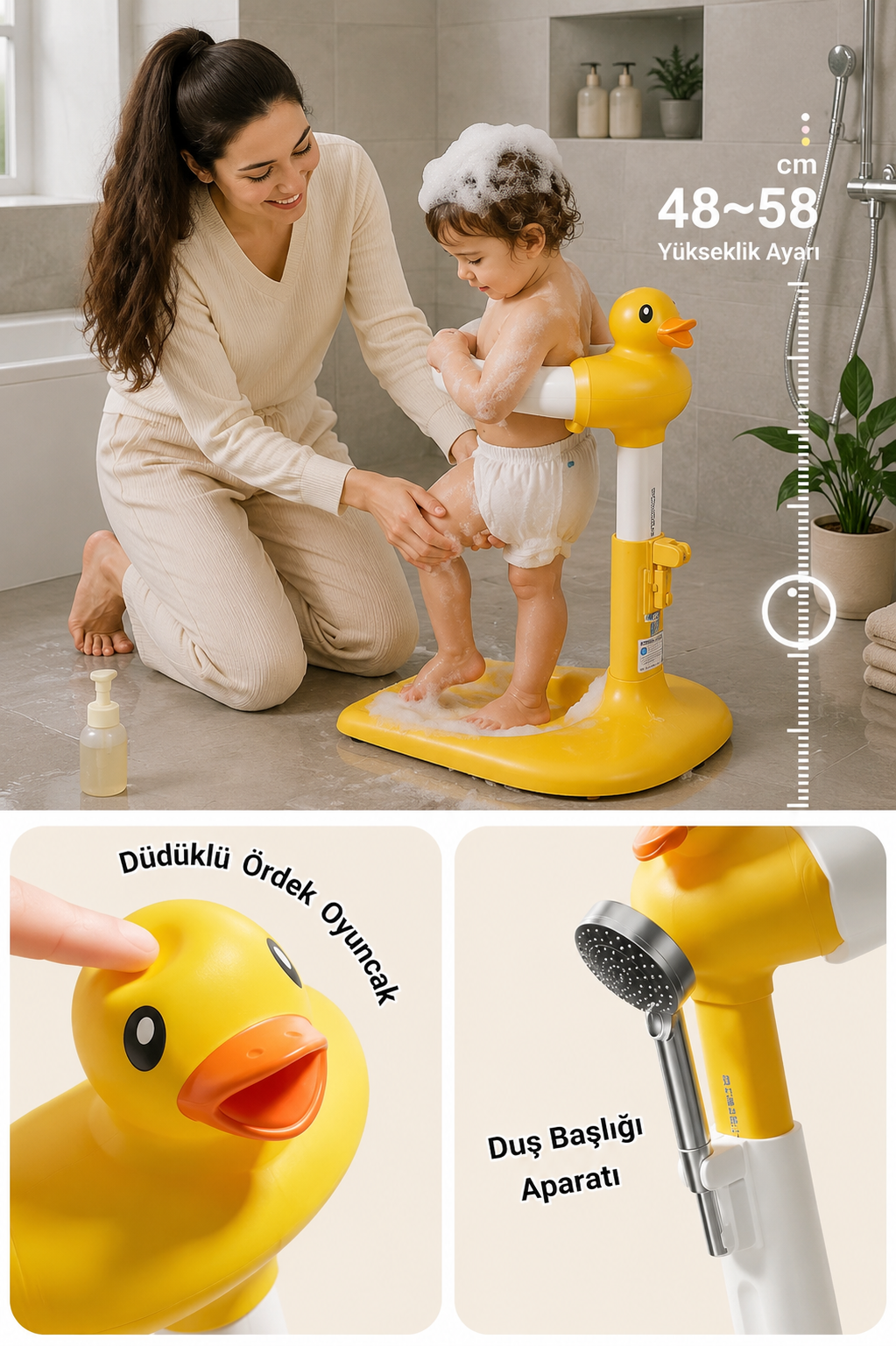 Premium Bebek Yıkama Yardımcısı, Banyo Duş Standı ve Küvet Destek Sehpası | Kaymaz Ayaklı
